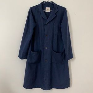 Mango long blue linen coat